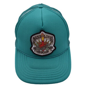 Beer is Love Ninkasi Brewing Company Snapback Trucker Hat Aqua OS Mesh Back